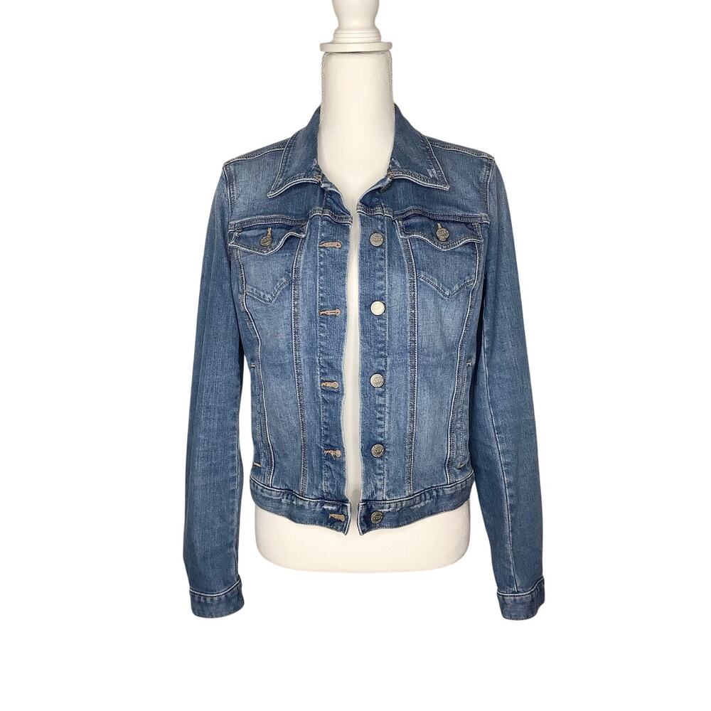 Ann Taylor LOFT Blue Denim Button Front Jean Jacket Pockets Small